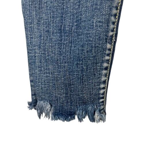 The Factory Blue Fringe Raw Hem Ripped Casual Denim Jeans Women Sz 28 - Picture 5 of 11